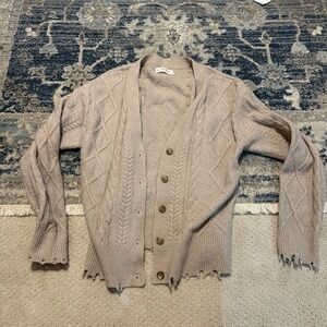 Lucky Brand Taupe Cable Knit Cardigan